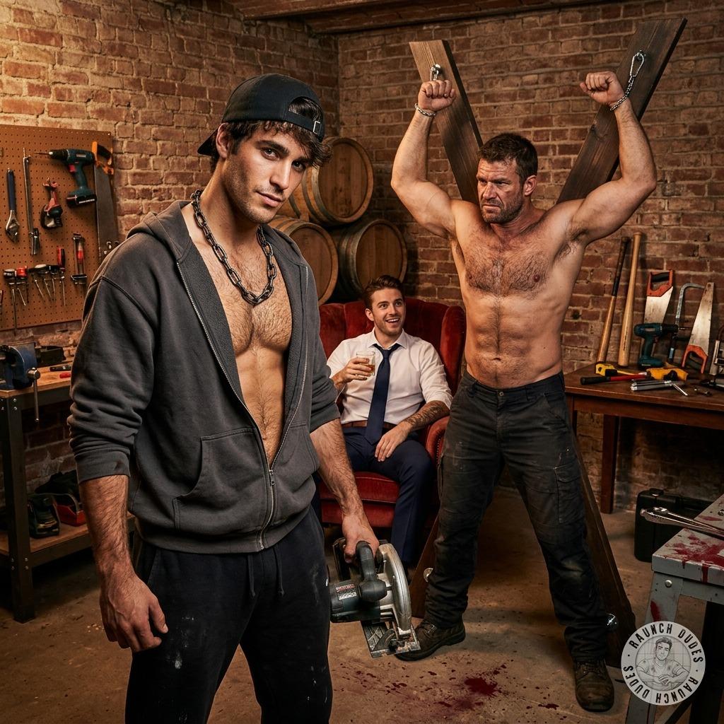 Rich sadist watches his lackey torture a slave with a circular saw 🔪😈 #brutal #workers #bdsm #dominance #blood #rough