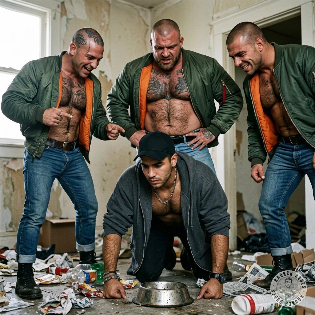 Fuck yeah, nothing hotter than three skinheads forcing a twink to slurp his dinner from a bowl like the little slut he is 😈🔥...