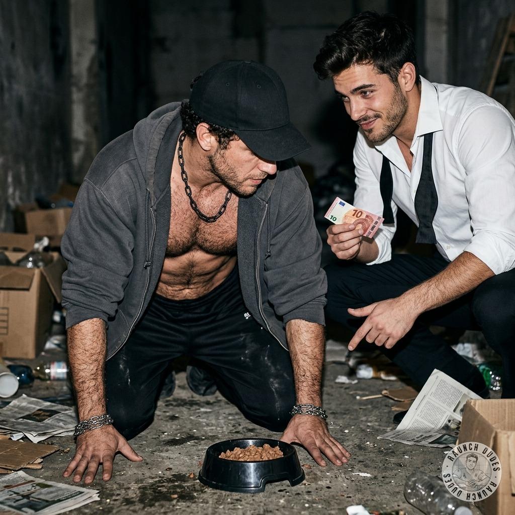 Fuck yeah, nothing hotter than a rich sadist paying some hungry twink to get on all fours and slurp his dinner straight from...