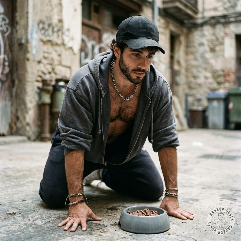 Fuck yeah, watch this hungry pup slurp from his dog bowl 🐶🍲 #degradation #petplay #street #hairy