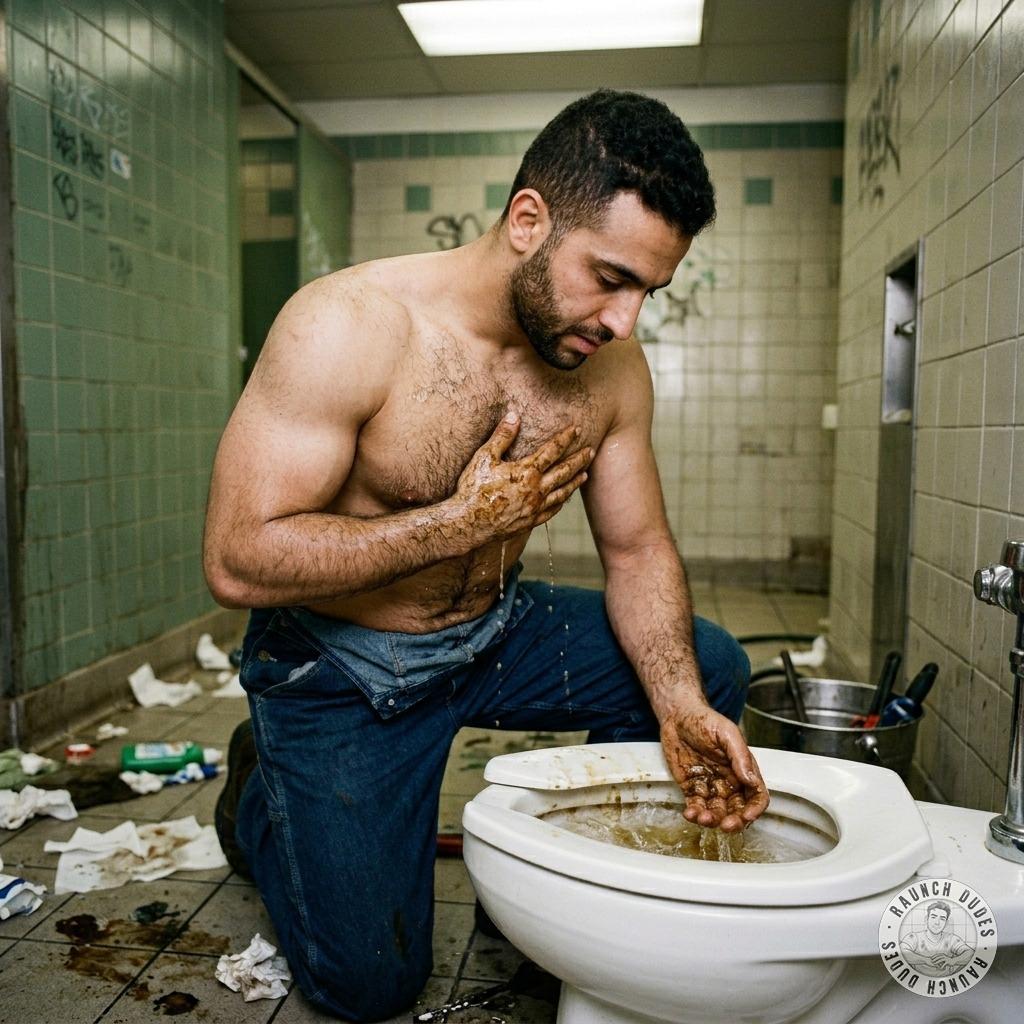 That filthy hairy plumber fucking the toilet’s murky water—what a delicious mix of shit and cum? 😈💦 #gayscat #filth #toilet...