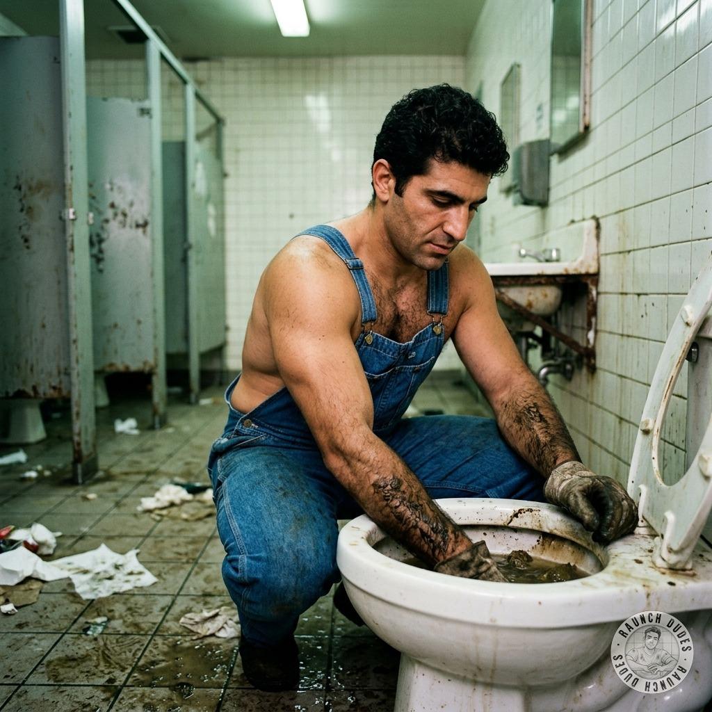 Un idraulico mi ficca il braccio nel culo fino al gomito, spingendo la merda calda e bollente dentro di me. #gayscat...