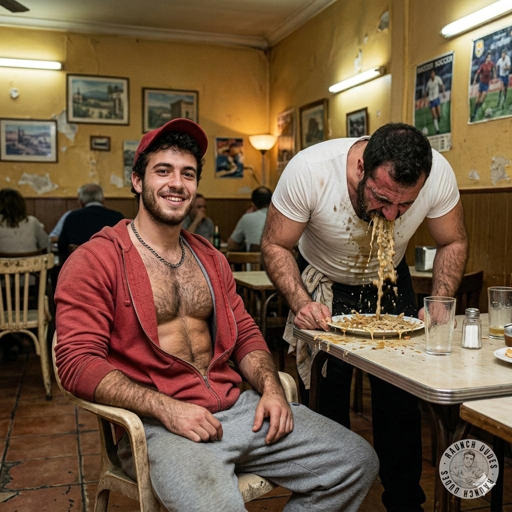 Vomiting in the dish you're about to serve? Fuck yeah, nothing hotter than a waiter choking on his own puke while serving...