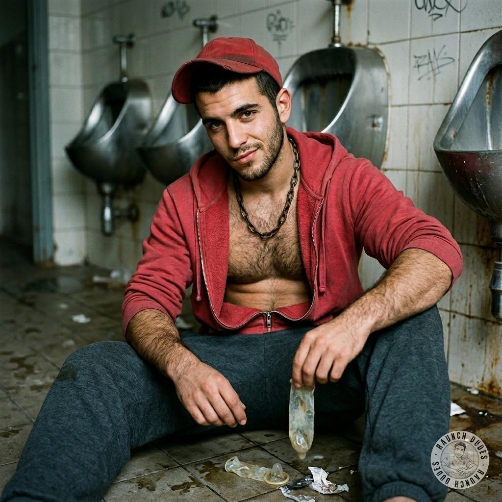 This sick pervert loves collecting used condoms from bathroom floors 😈💦 #gayscat #perverts #filth #toilet #homeless #rough...
