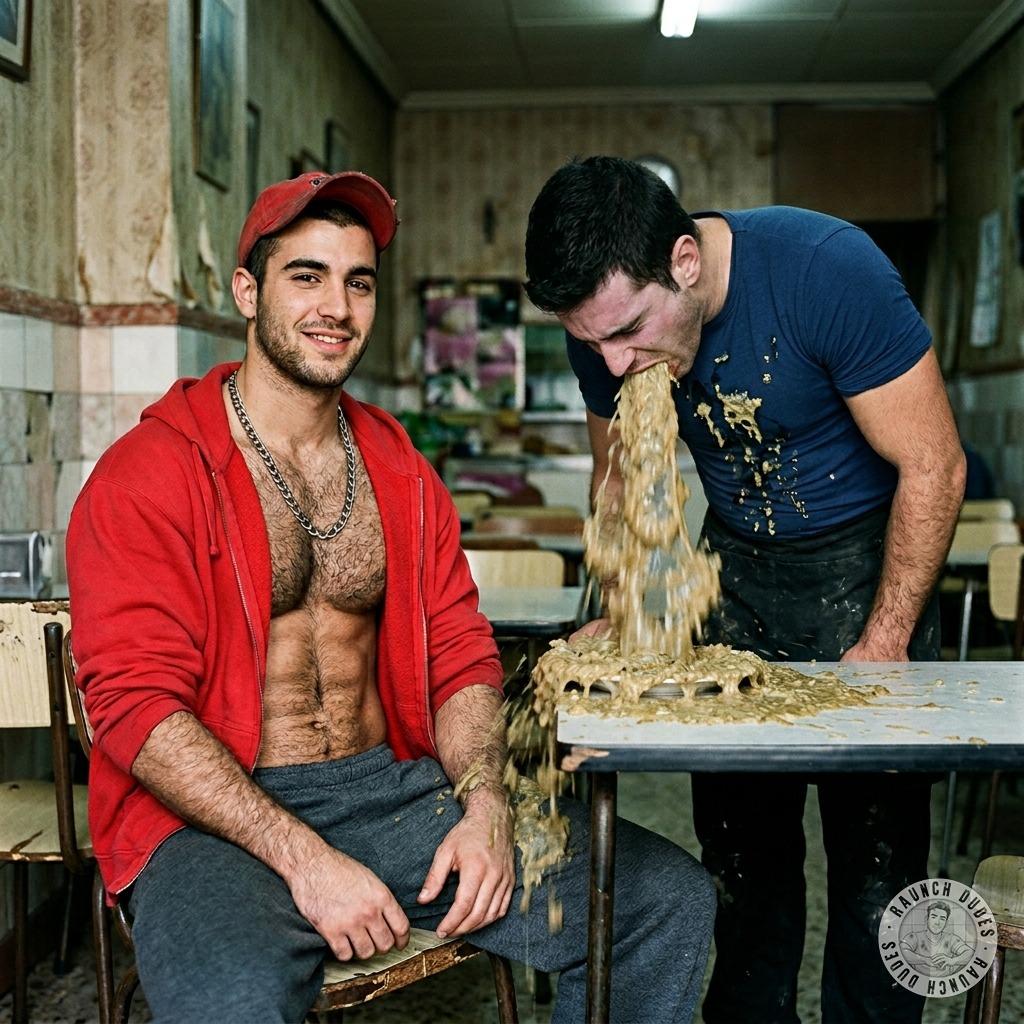 Cameriere che spruzza il suo vomito sul piatto come un fucking condimento cremoso 🤮🍽️ #gaypuke #perverts #dirtykitchen...