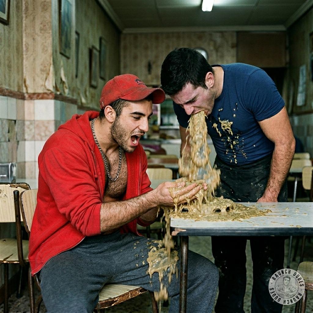 That fucking waiter topped my dish with a splash of his warm, chunky puke. Fucking delicious. #gaypuke #gaysex #dirtykitchen...