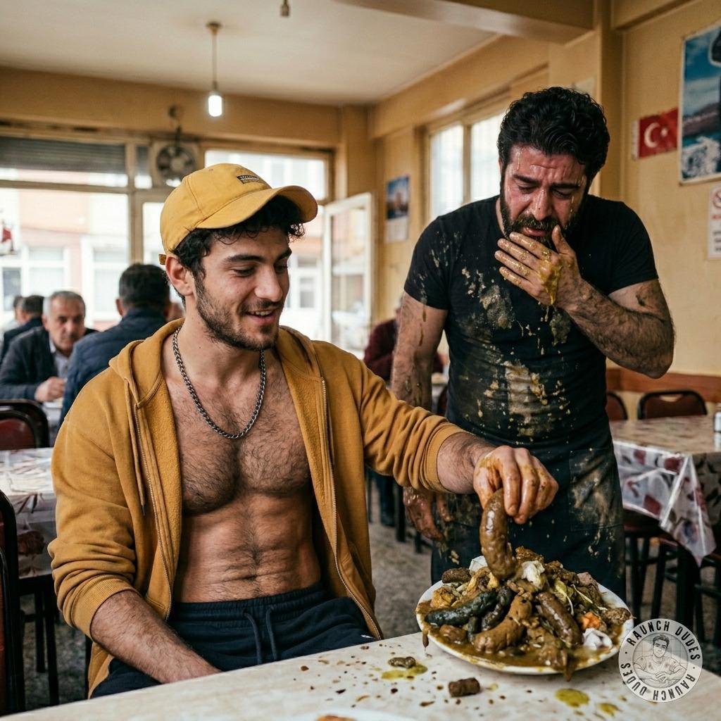 This waiter pukes while watching a freak slurp shit straight from the plate 🤢🍽️🔥 #gayscat #perverts #dirtykitchen #rough