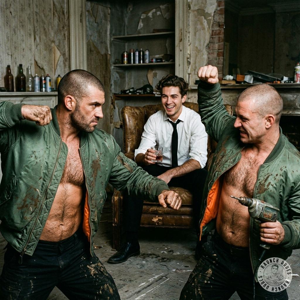 Sadistic businessmen pay two skinheads to beat the shit out of each other while they stroke their cocks and cum on their...