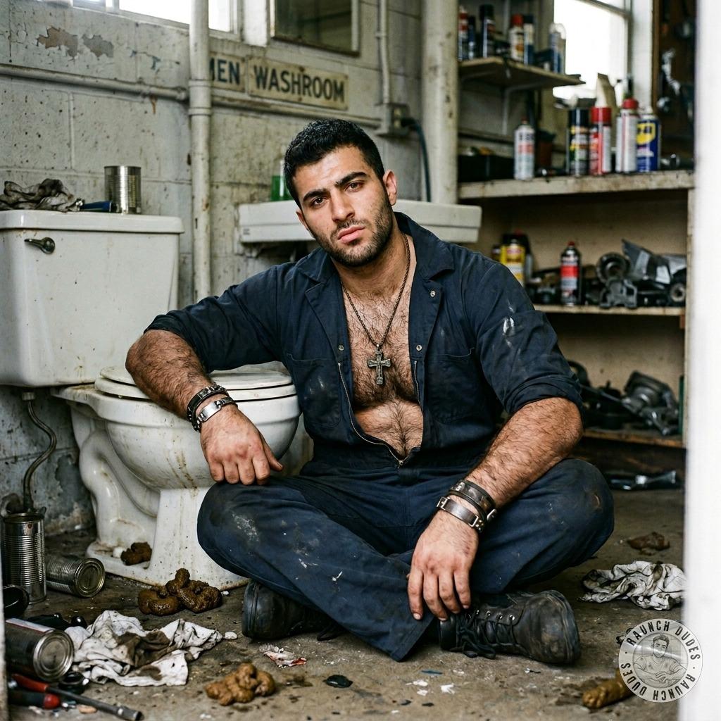 Dirty mechanic slurping my load from the grimy toilet floor 🤢💦 #gayscat #filth #workers #toilet #hairy