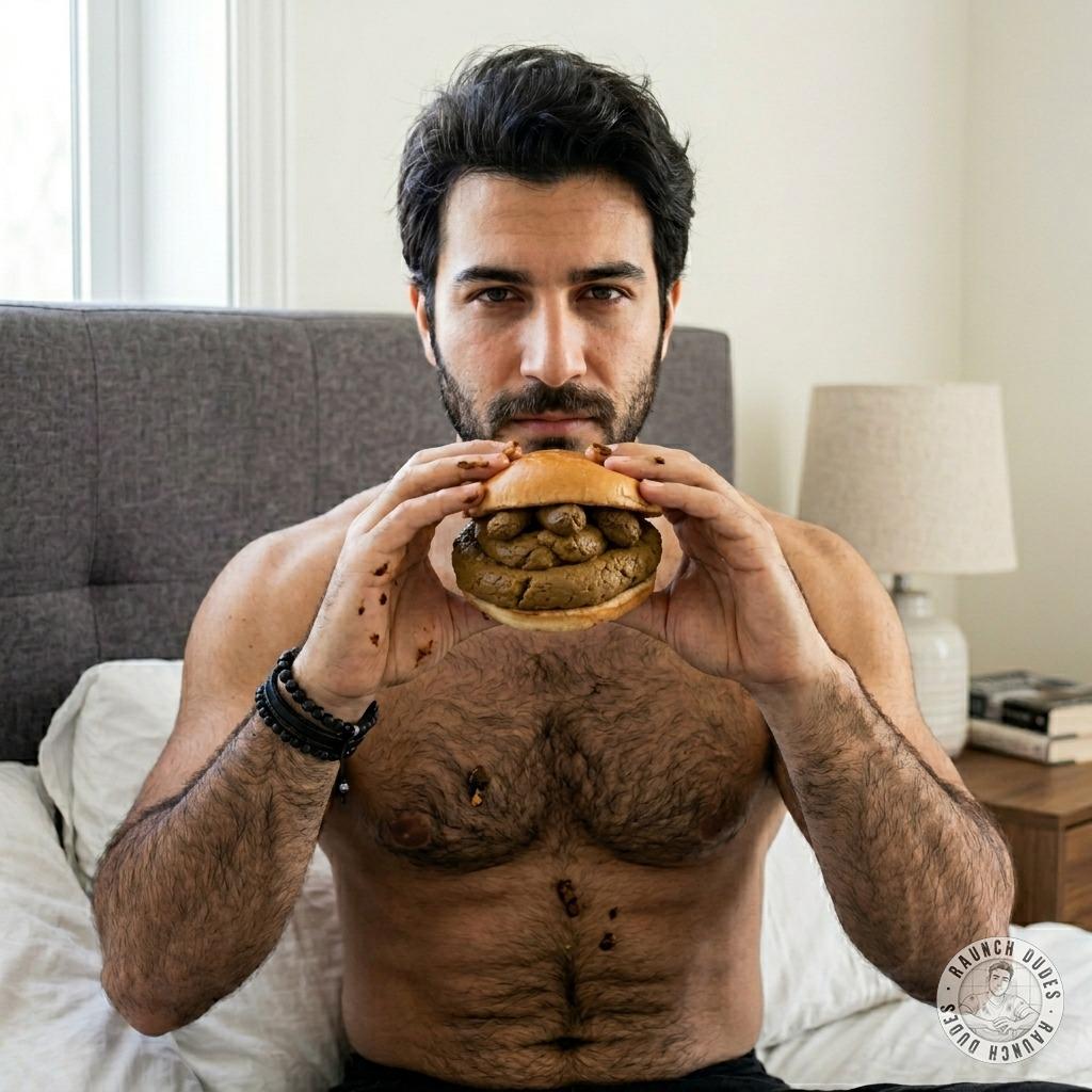 I love the taste of a musky guy’s hairy body covered in fresh shit as he stuffs a cum-drenched, shit-smeared sandwich down...