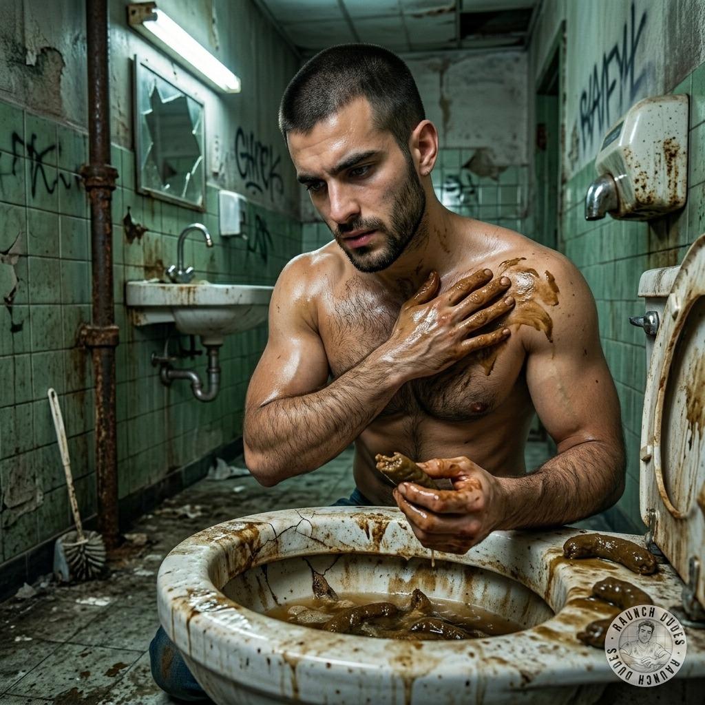 Fuck yeah, nothing hotter than a guy slathering public toilet shit all over his body 😈💦 #gayscat #filth #toilet #hairy