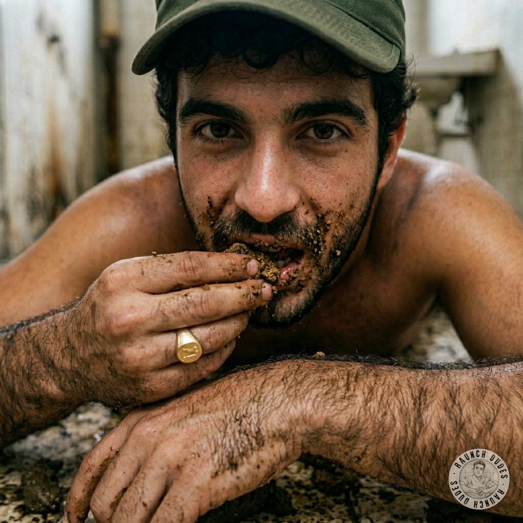 Military dude face-down in shit puddles, licking every last drop like it’s the sweetest dessert 🍰💩 #gayscat #filth...