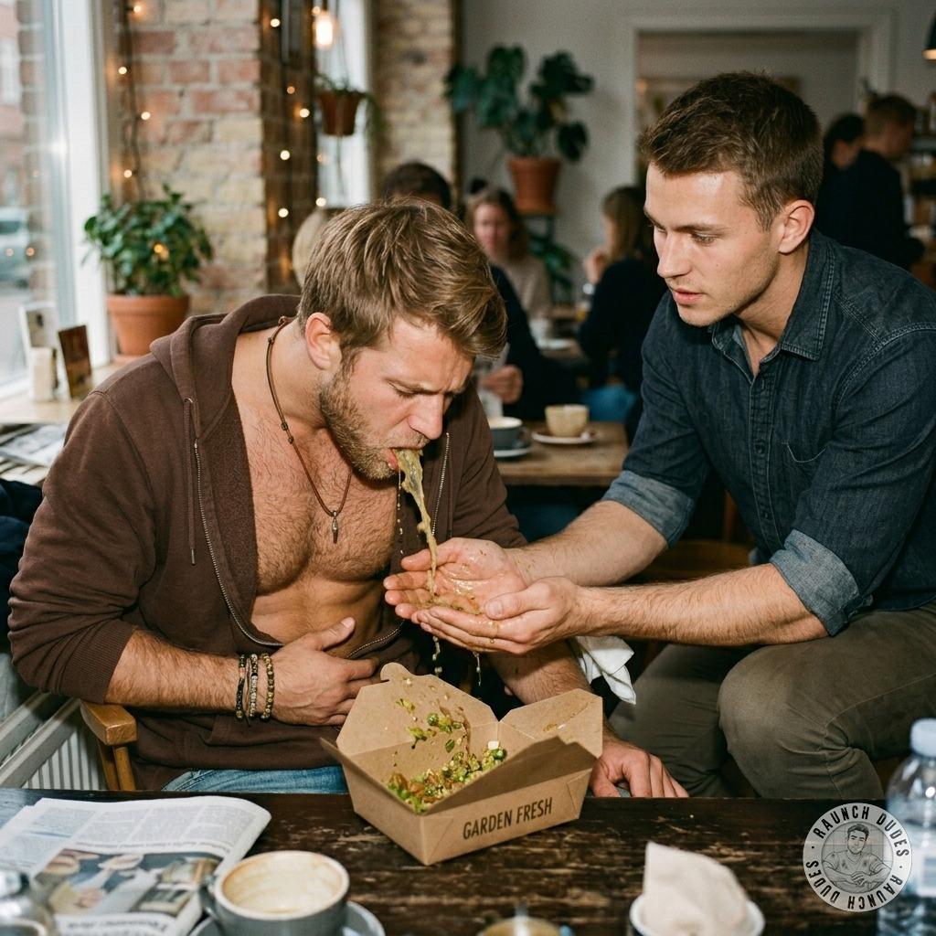 Vomiting dude, hands deep in his puke, loving every second of it 🤢🔥 #gaypuke #filth #dirtykitchen #inpublic