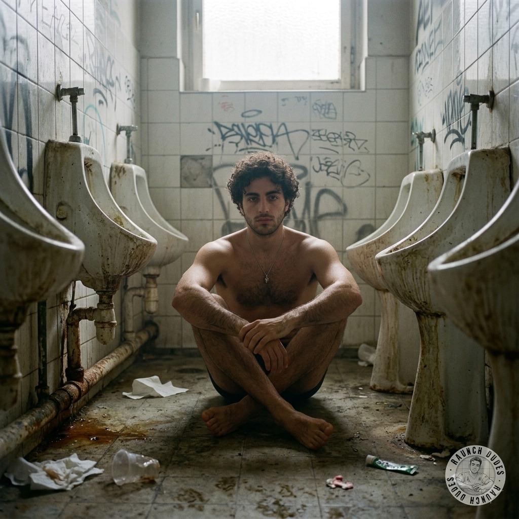 A filthy floor, a hungry boy waiting for your cock to wreck his throat while he gags on your load #gayscat #gaypiss #toilet...