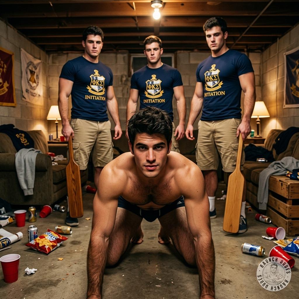 A hot twink gets his tight ass blistered raw in a brutal frat initiation ritual #gayscat #initiation #spanking #humiliation