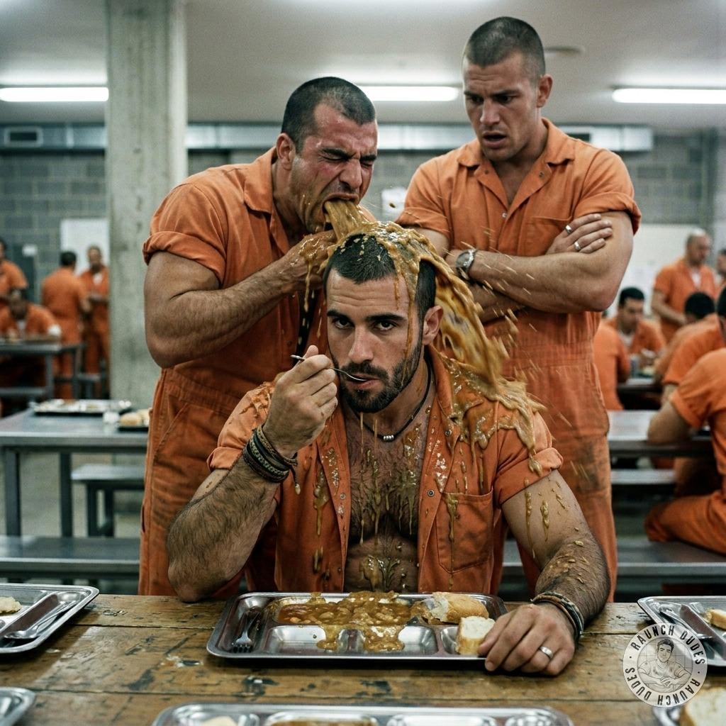 Two prisoners puke straight into a dude’s mouth while he’s mid-bite. #gaypuke #dirtyprison #gangbang