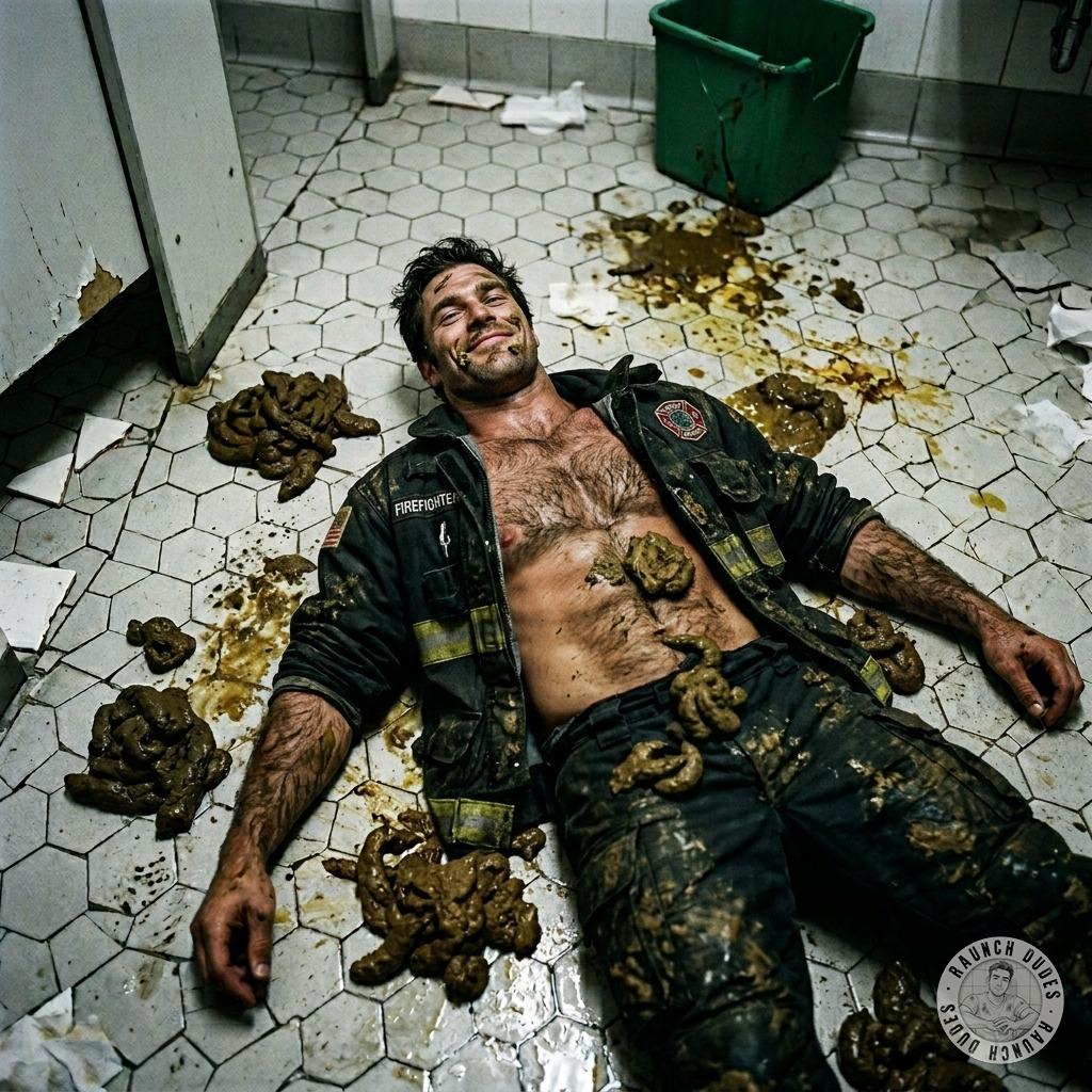 Fuck yeah, a hot firefighter face-down in a shithole, ass dripping with filth, begging for more as I grind my boot into his...
