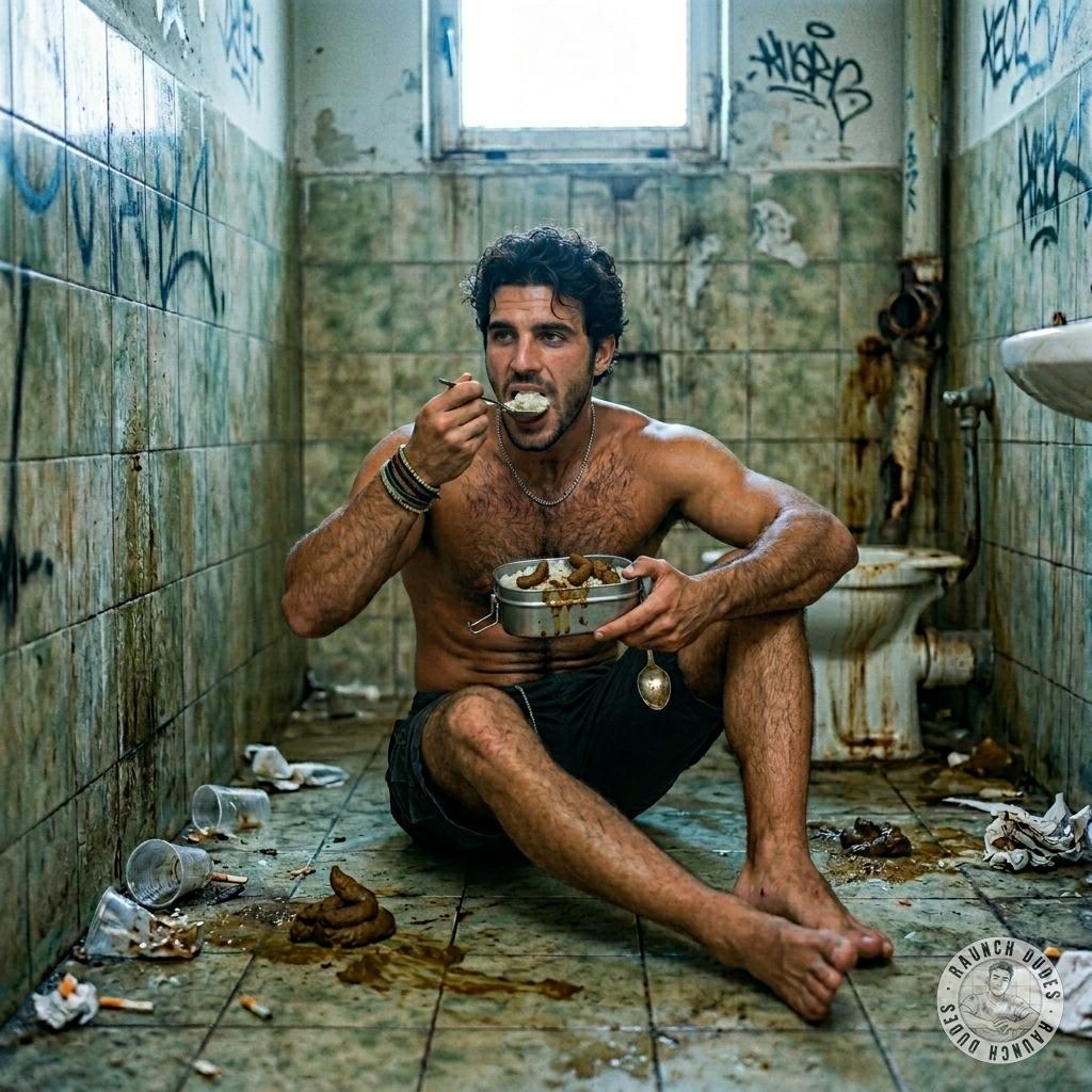 Ragazzo slurps rice soaked in warm fresh shit straight from the bowl 😈💦 #gayscat #fetish #toilet #cumslut #hairy