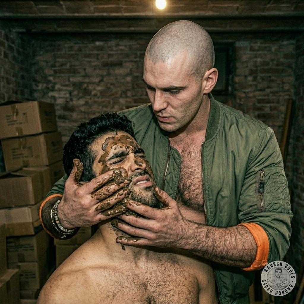 That skinhead slathers his slave’s face in warm, stinky shit while whispering filthy orders. Watch those lips glisten with...