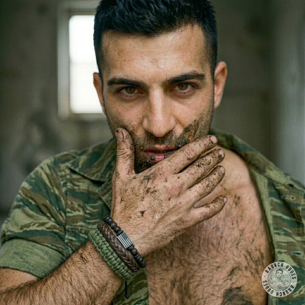 Spanish soldier slathers shit all over his face like it’s the hottest fucking makeup 💩🔥 his filthy asshole lips glistening...