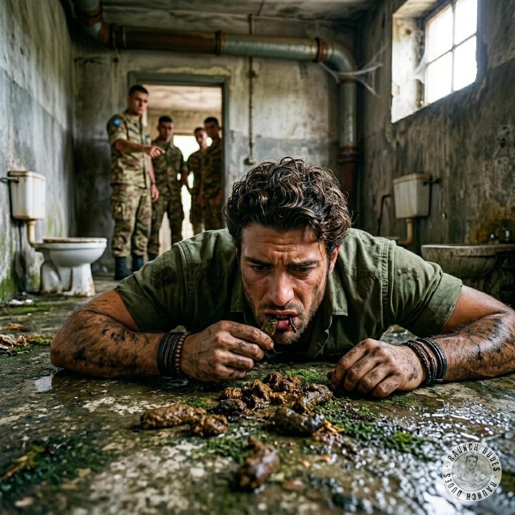 That soldier’s got a filthy fetish—licking shit off the pavement like a hungry pup 🐕💩 #gayscat #fetish #humiliation #military