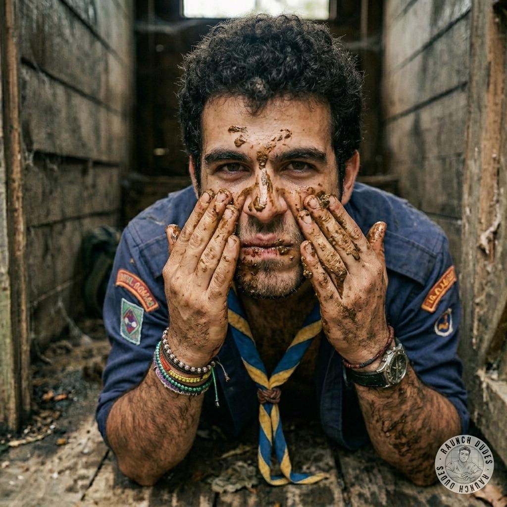 One scout slathers shit all over his face in the latrine, loving every filthy second of it 💩🔥 #gayscat #dirtyscouts #fetish...