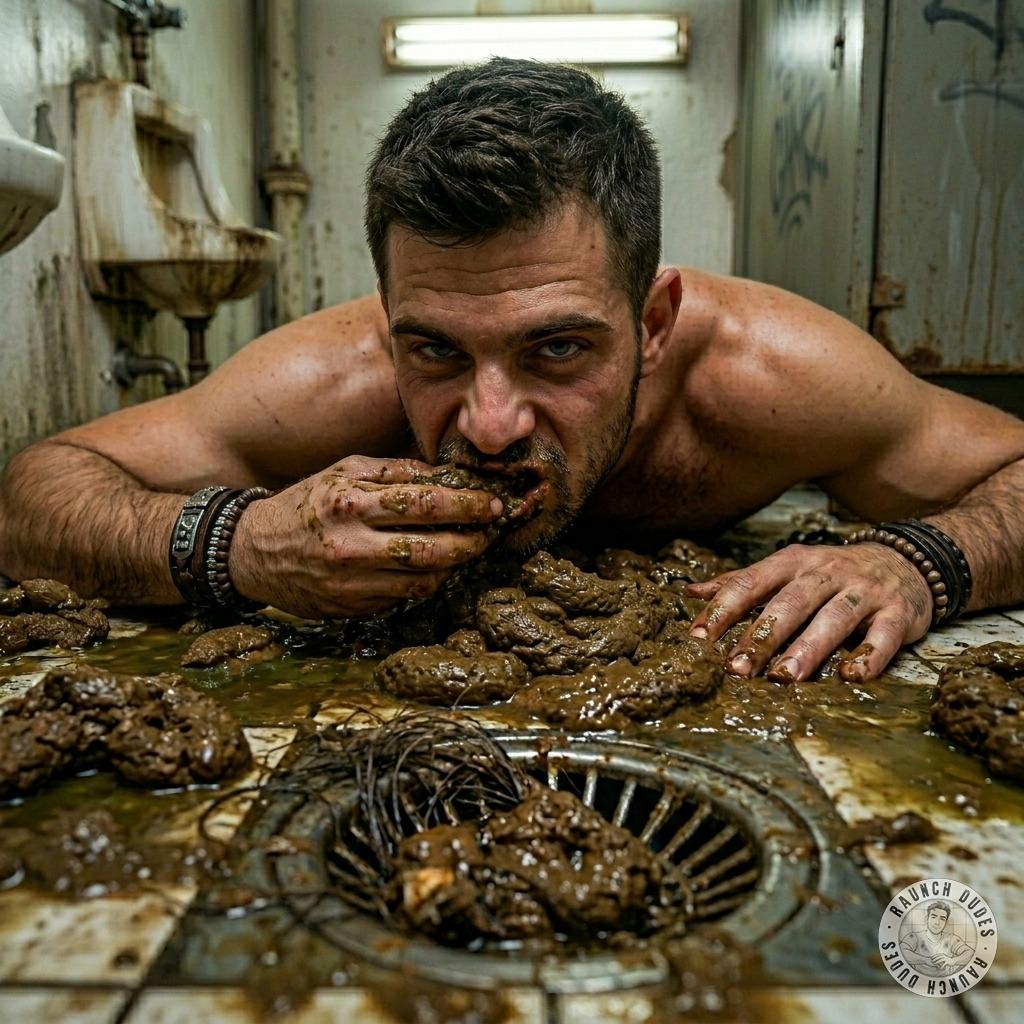 This twink’s got a filthy fetish—slurping down a stranger’s shit in a grimy public toilet, moaning like it’s the best...
