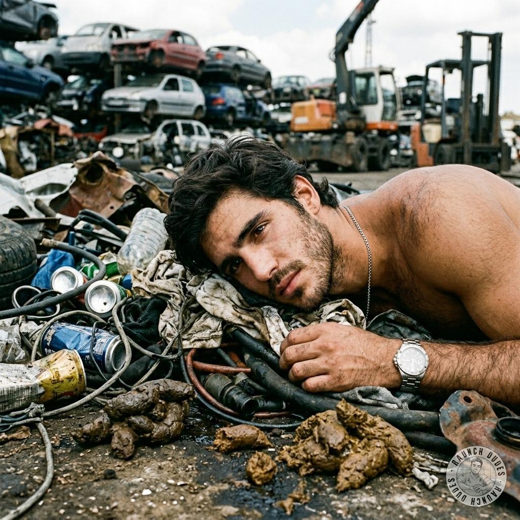 That hot twink got pounded face-first in a pile of fresh car crusher shit, gagging on the stinky sludge while getting his...