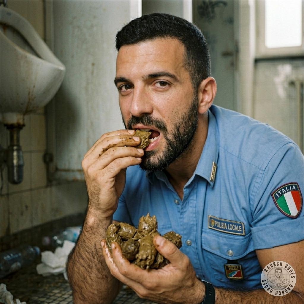 Italian cop takes a deep dive into that sweet, sweet shit like it’s his last meal 😈💦 #gayscat #dirtycops #hairy