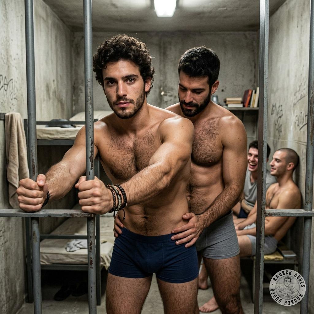 That prisoner’s tight hole was begging for a brutal fucking—no mercy, just raw, sweaty dick tearing him apart in the dark....