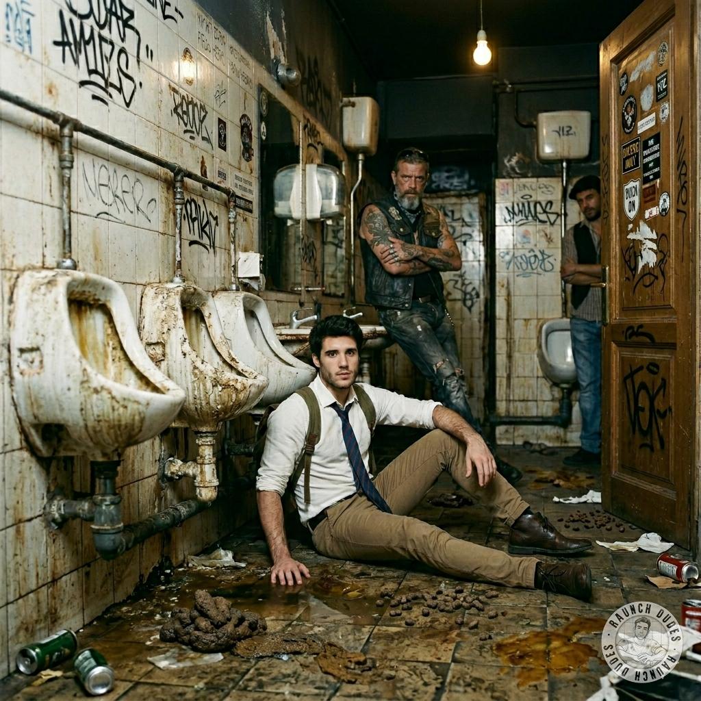 Dirty biker boy crouched in the filth, asshole glistening with grime & sweat, begging for a cock to fuck him raw in that...