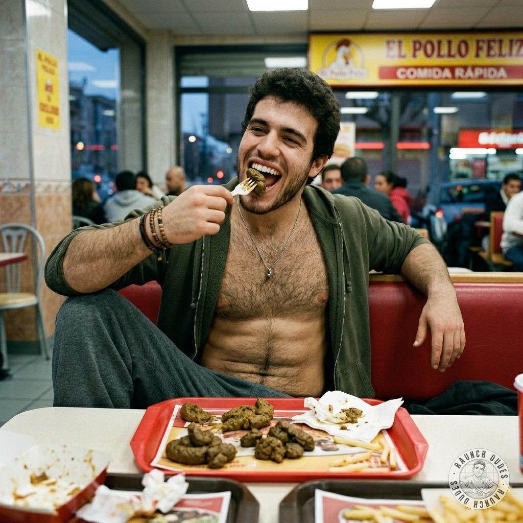 That hungry twink just slurped a steaming pile of shit off the fast food table like it was a fucking sundae 😈💦 #gayscat...