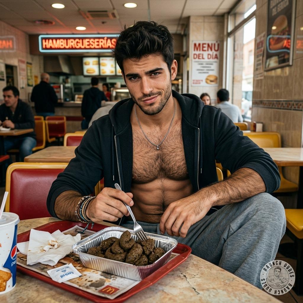 This dude’s face-deep in a pile of shit at the fast food joint, slurping it up like it’s the tastiest fucking meal 😈💩...