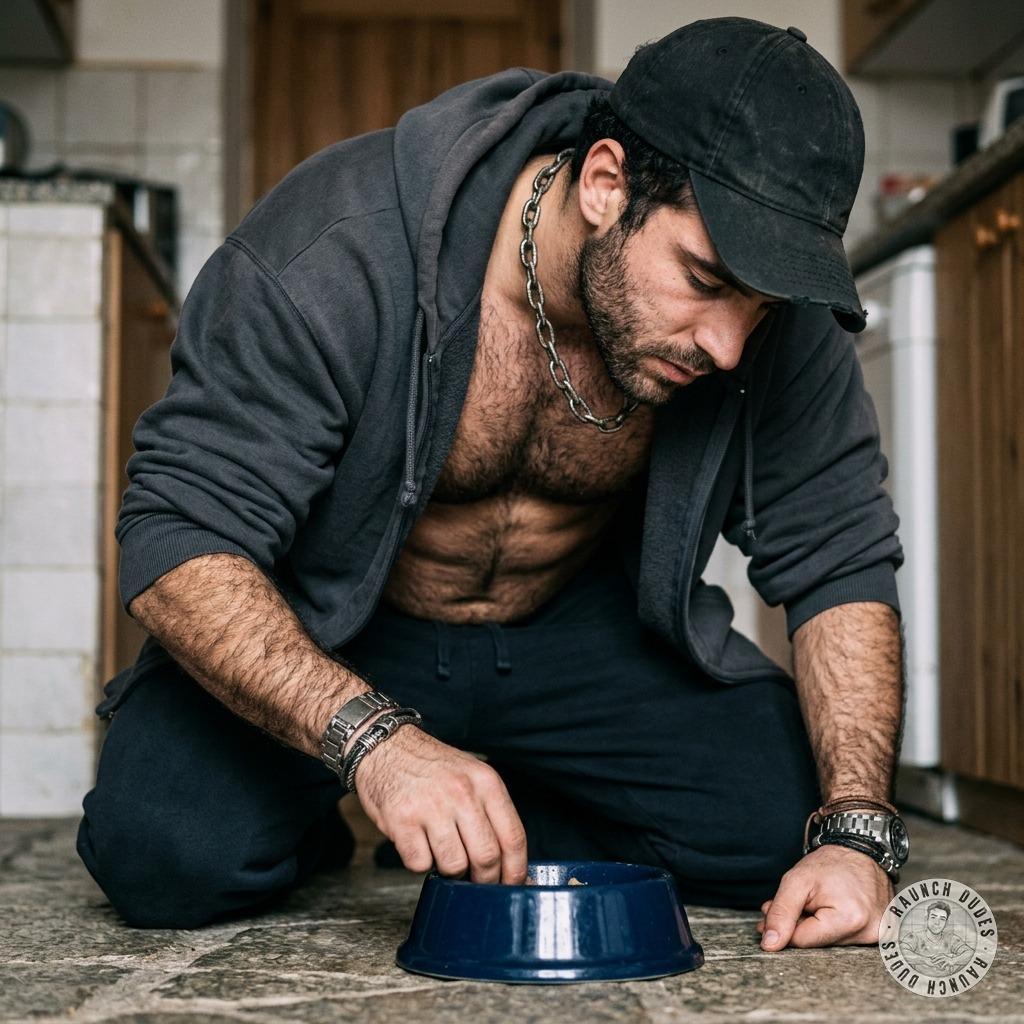 Naked sub boy on all fours, slurping his dinner from the dog bowl like a hungry pup 🐕💦 #gayscat #petplay #submission #femdom