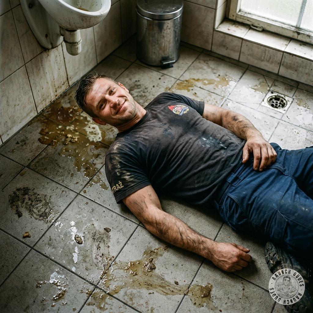 Fuck yeah, watch this hot firefighter rolling in shit on the public bathroom floor, so fucking filthy and desperate for a...