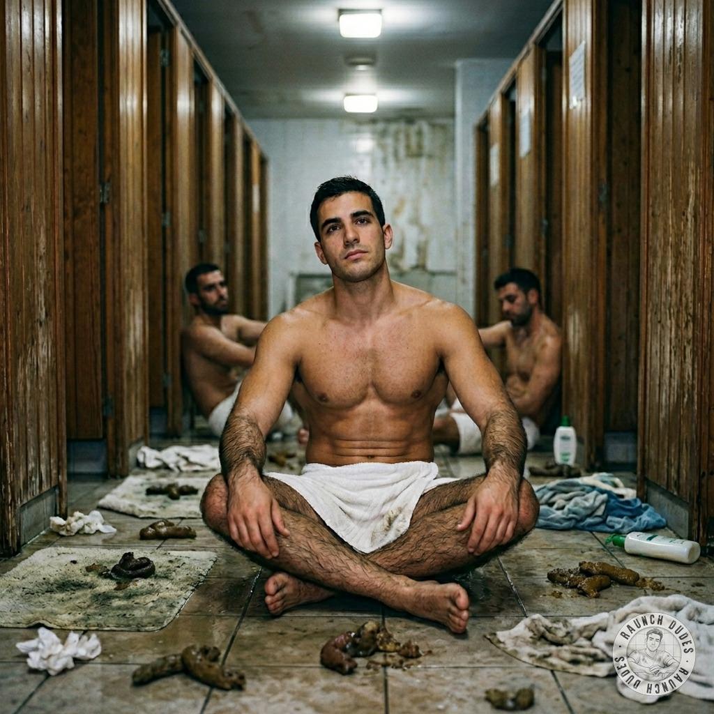 That boy sitting in the middle of the sauna floor, covered in warm, stinky shit, loving every second of it. His hole’s...