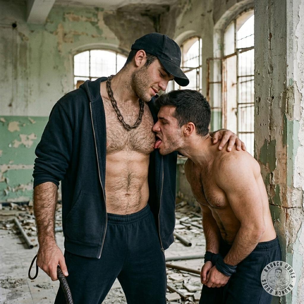 Nipples hard, tongue swirling around his master’s nips while I beg for more of that rough, filthy attention 😈🔥 #fetish #kiss...