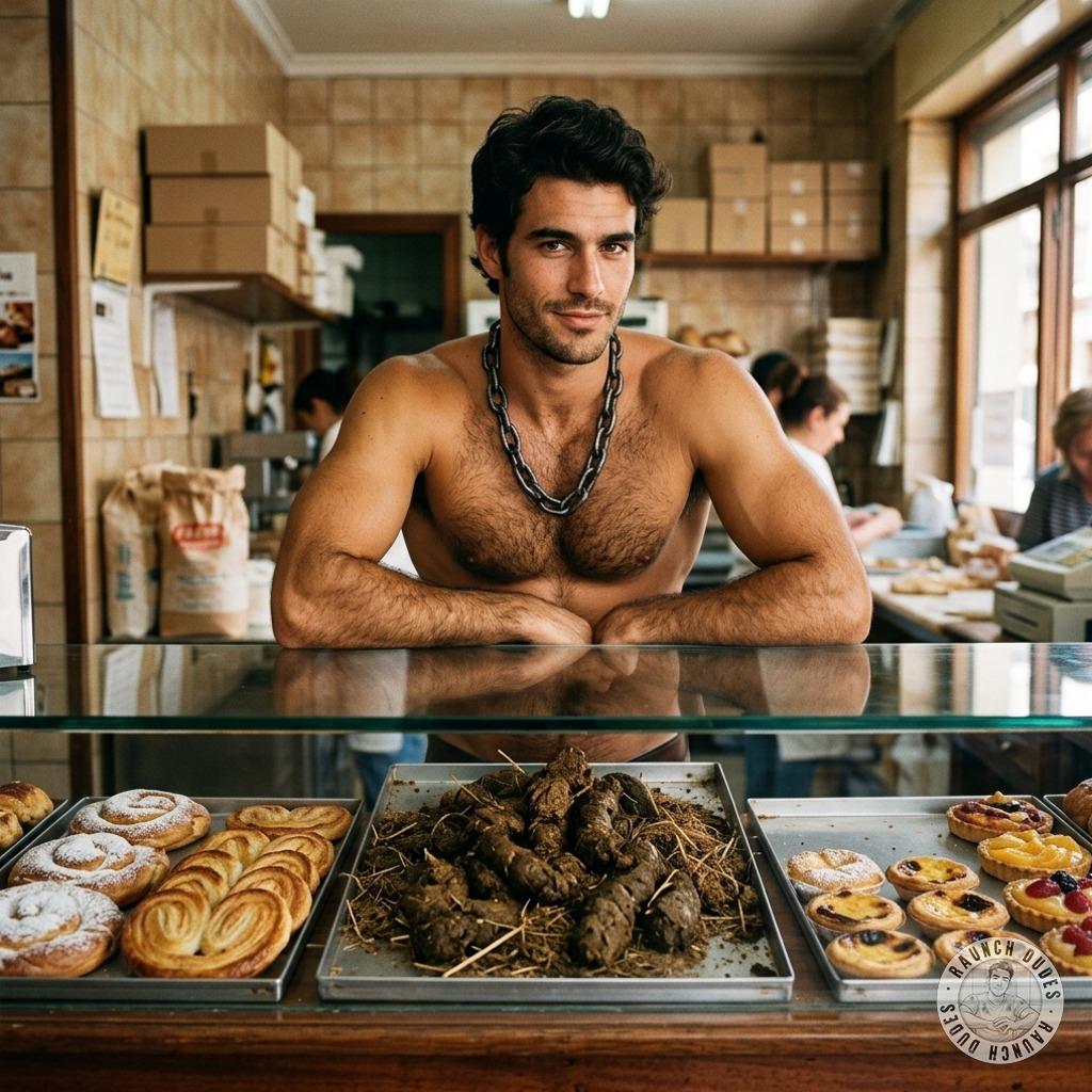 This depraved baker’s got a secret menu—fresh, warm shit served with a smile. You’ll beg for seconds, then thirds. #gayscat...