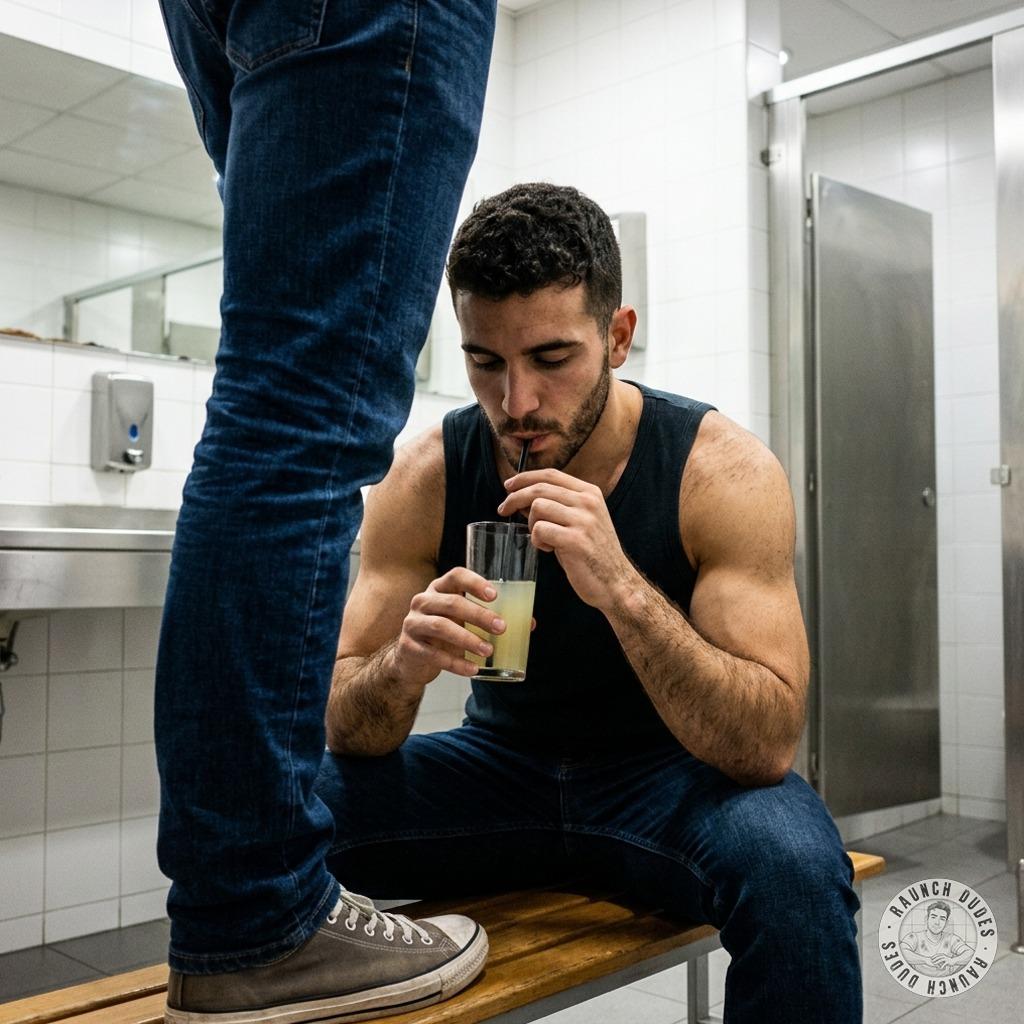 Sucking that warm, salty piss through the straw, savoring every drop like it's the sweetest nectar. #gaypiss #perverts...