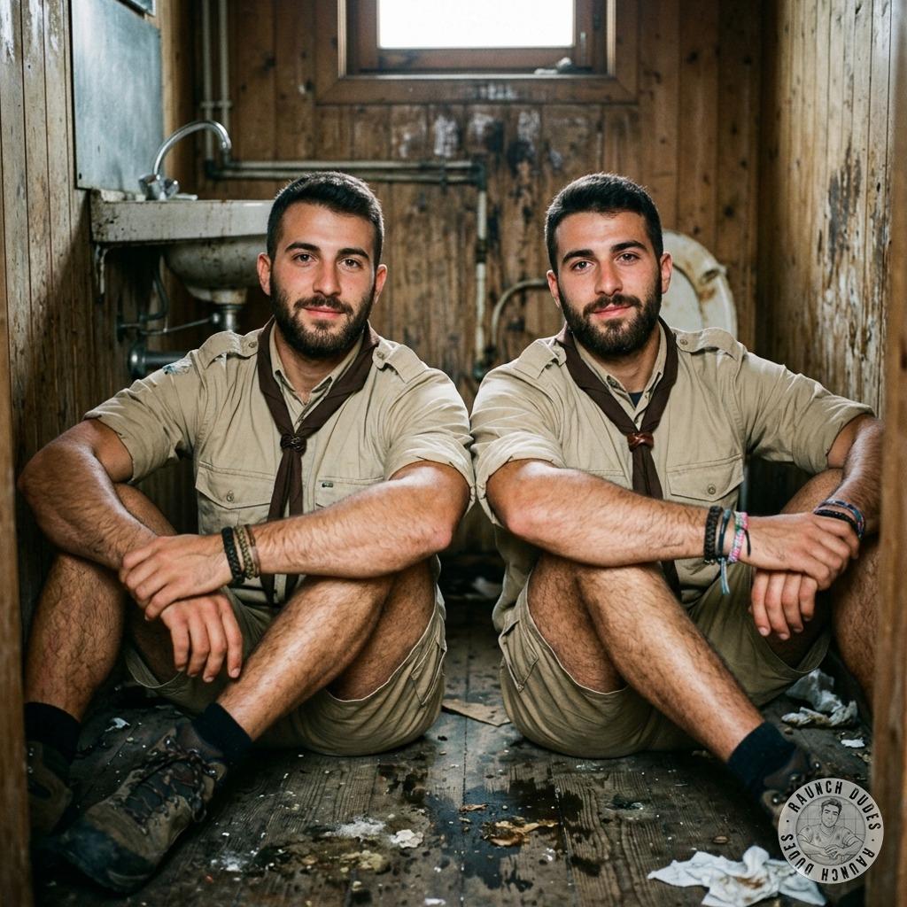Two scouts sitting on a floor drenched in shit, their tight asses squirming in the filth, loving every dirty second of it 💩🔥...