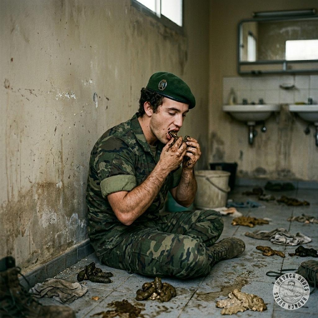 Military daddy’s got a new kink—licking that salty booty dirt off the floor like a hungry pup 😈💦 #gayscat #fetish #military...