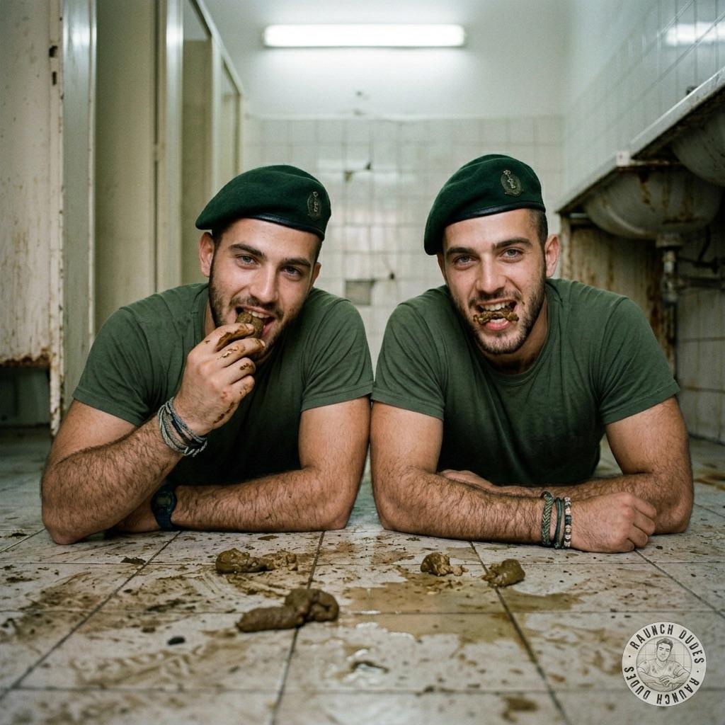 Two hungry soldiers slurping shit off the bathroom floor like it’s fucking caviar 🤢💦 #gayscat #fetish #military #toilet