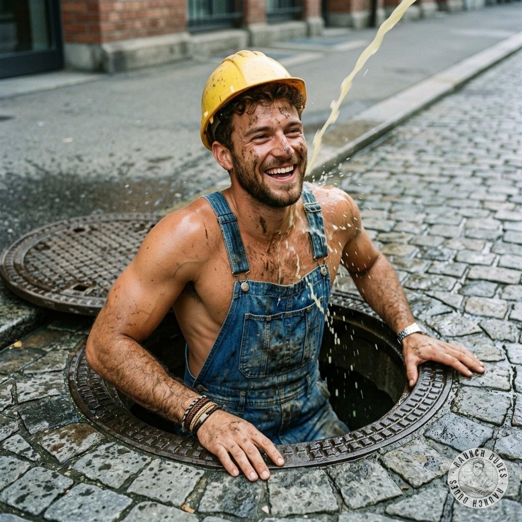 That rough-handed worker grunts as he unzips, his thick stream pelting my face—hot, salty, and fucking glorious. I gag but...