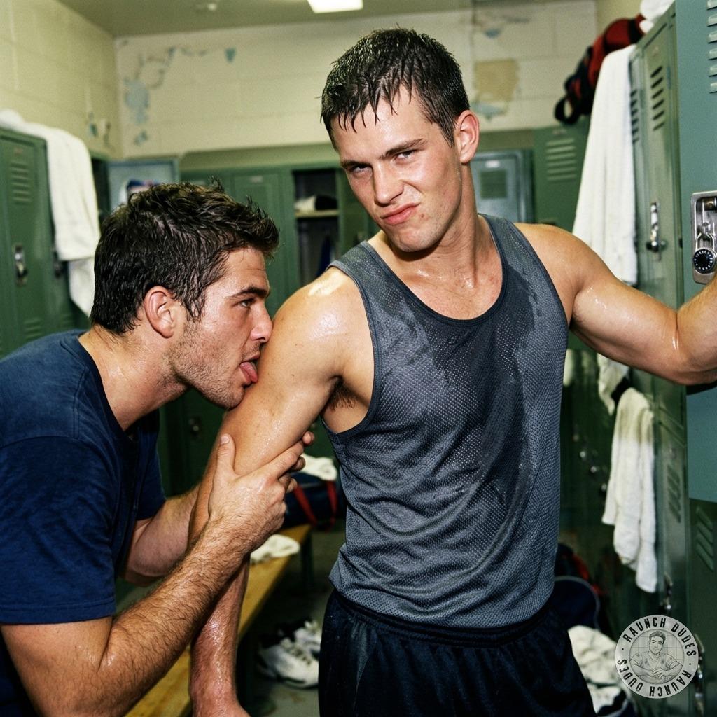 licking that salty, musky sweat off his tight, glistening body while his moans fill the air 🔥💦 #dirtyathletes #lockerroom