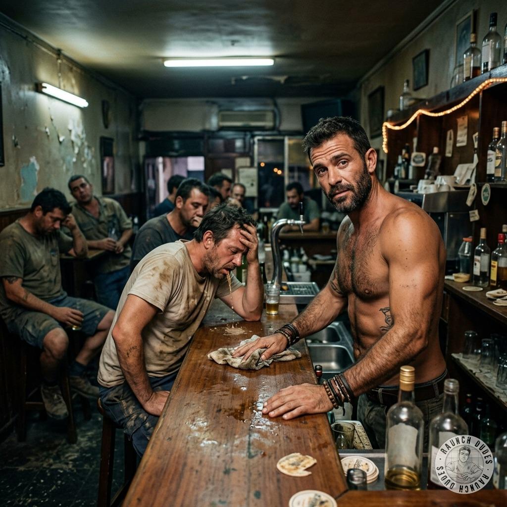 Barista wipes the bar clean after customers puked all over it, leaving chunks of their filthy loads behind 🤢🍹 #gaypuke...