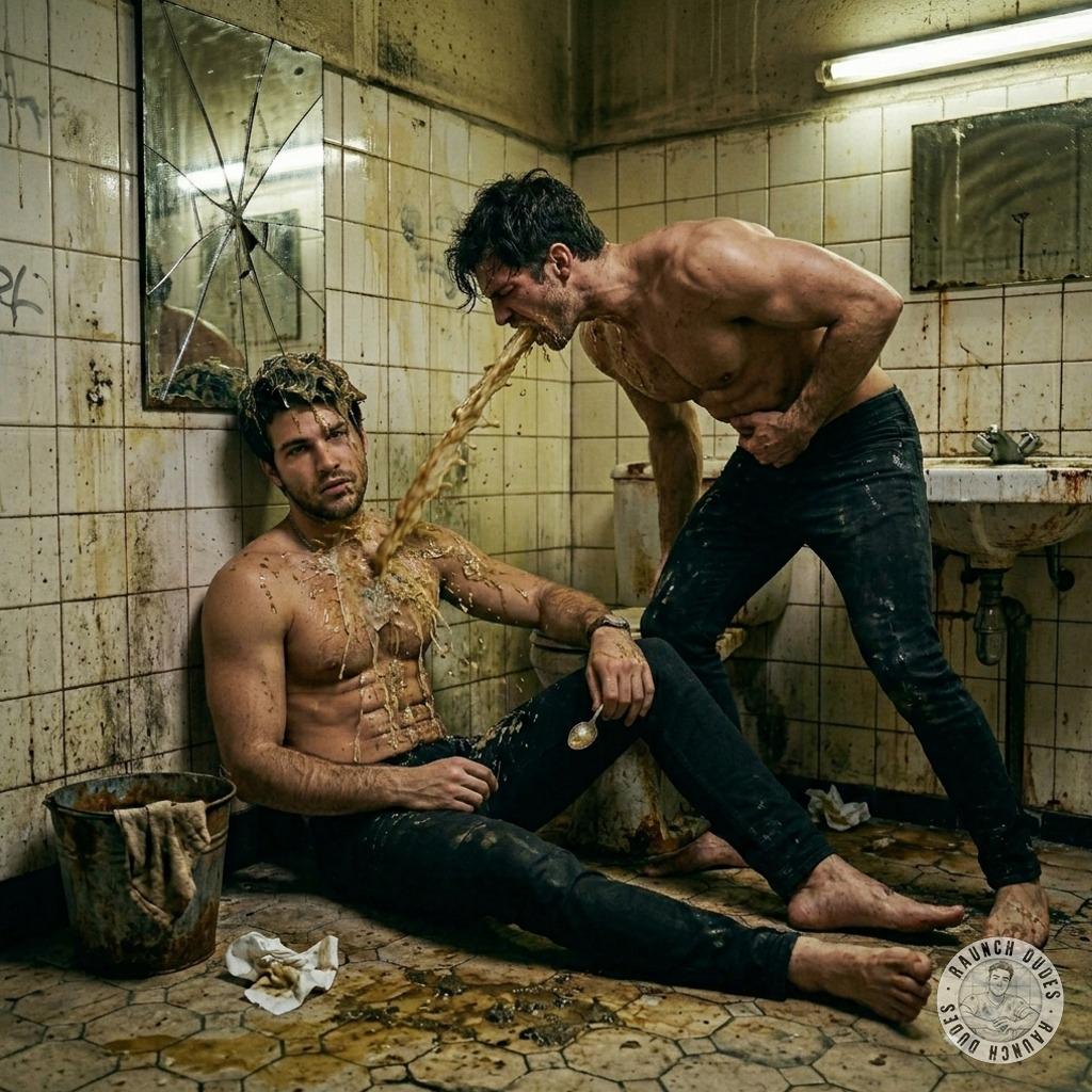 A boy gets vomited on himself in a toilet #gaypuke #toilet #rough #hairy