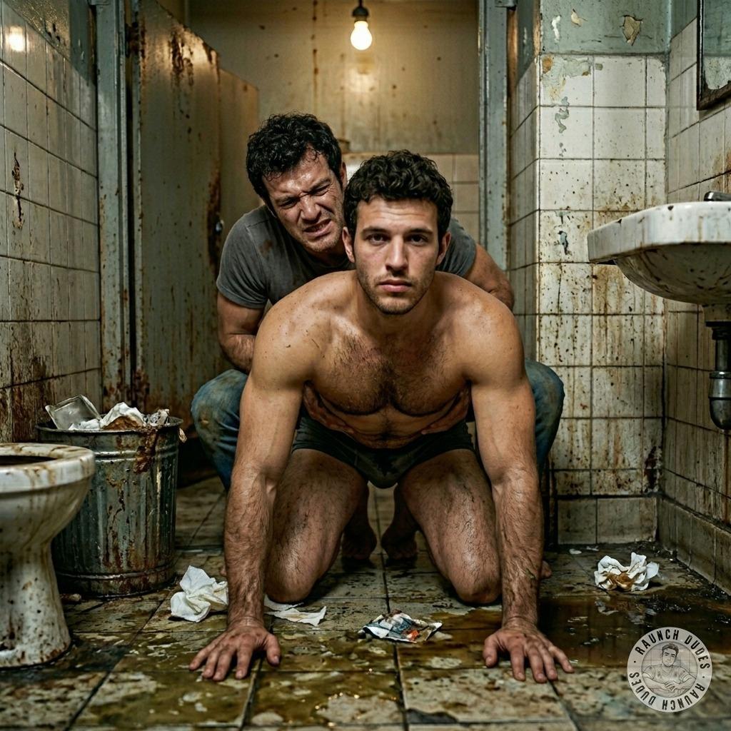 A boy gets fucked on the floor of a toilet #toilet #humiliation #analsex #rough #hairy