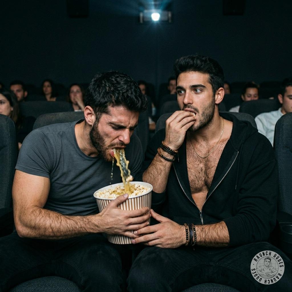 Vomiting in your friend’s popcorn while he keeps shoveling it in? That’s the hottest fucking foreplay I’ve ever heard....