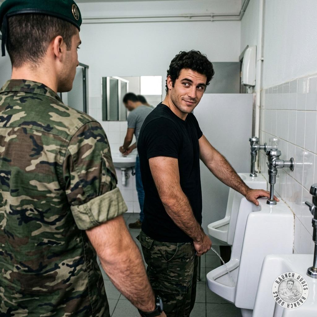 That tight-ass recruit can’t keep his eyes off my cock while I piss all over his uniform, soaking his boots in golden...