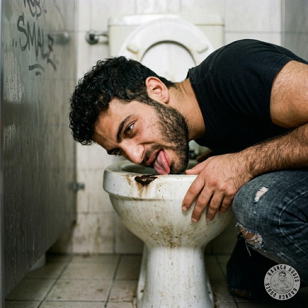 That filthy toilet's got me weak in the knees, watching this hungry boy lap up every last drop of that warm, stinky shit...
